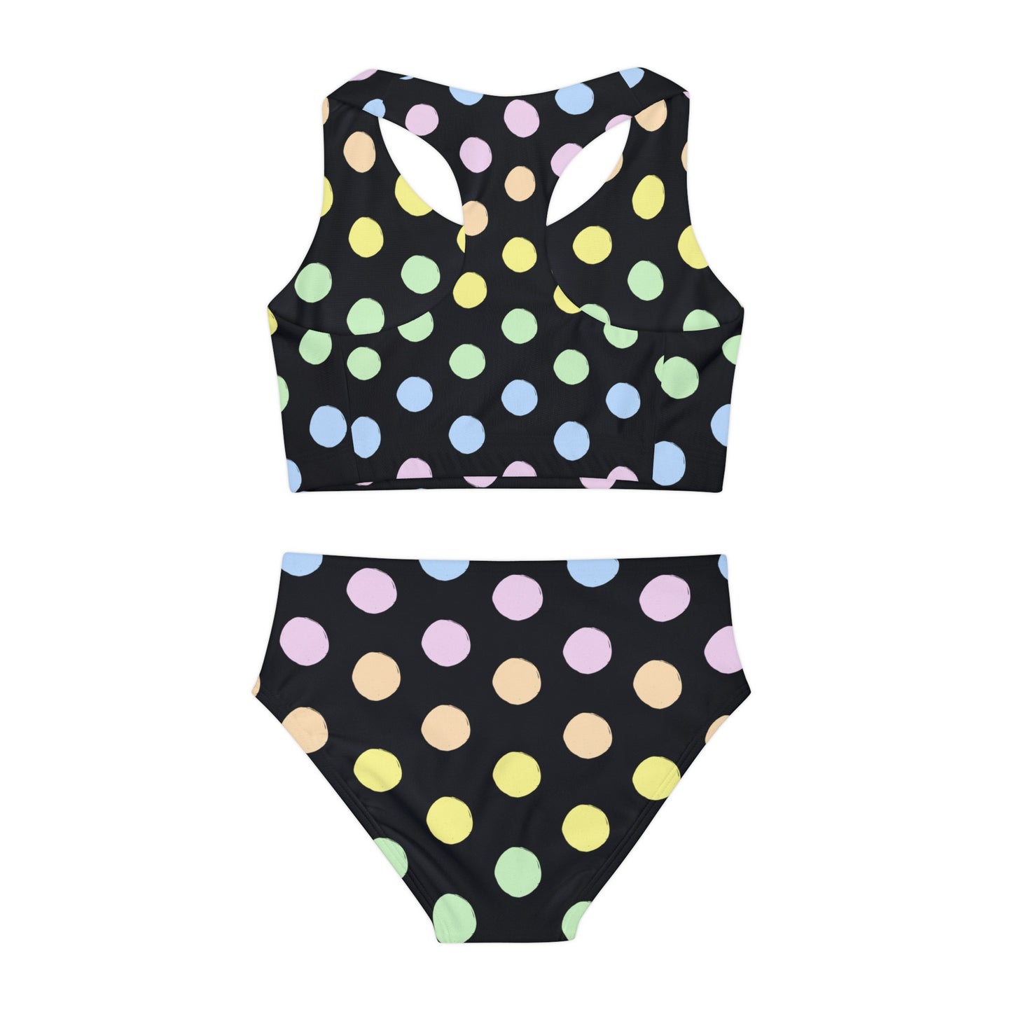 Pastel Polkadot Girls Two Piece Swimsuits