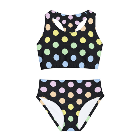 Pastel Polkadot Girls Two Piece Swimsuits